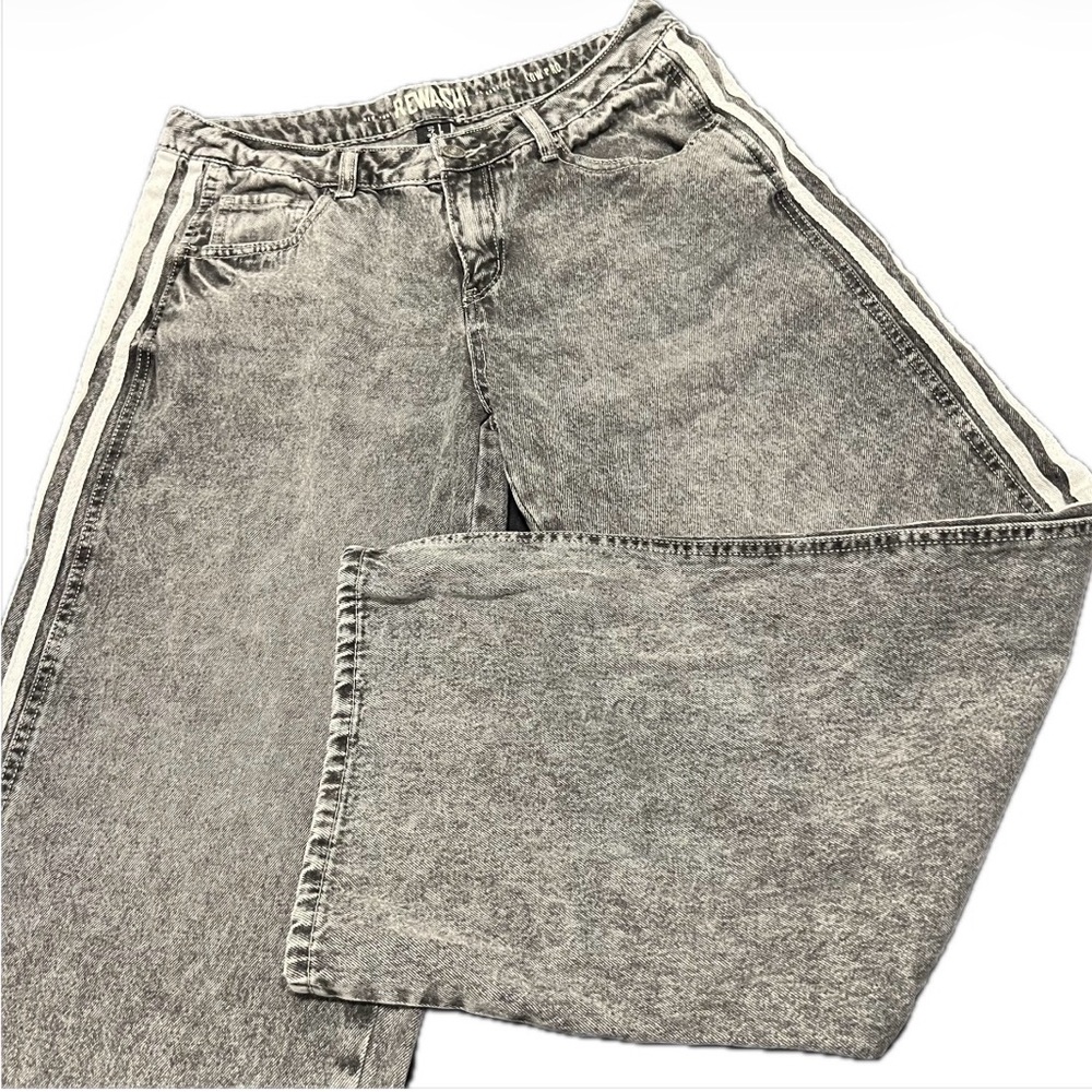 Rewash Women’s Low Pro Black Washed Jeans with White Side Stripes 7/28
